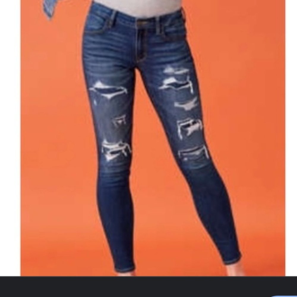 Dark Blue Distressed Skinny Jeans - Women